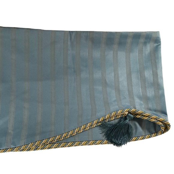 Handmade Blue Valance w/ Gold & White Corded Scalloped Edge & Tassels - Picture 1 of 2